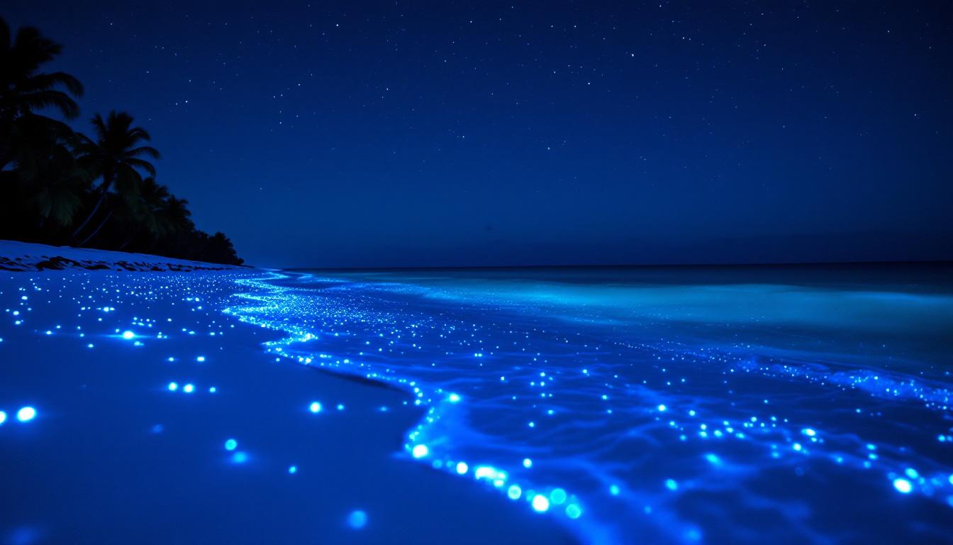 Cette plage des Maldives où l&rsquo;océan s&rsquo;illumine de millions d&rsquo;étoiles la nuit