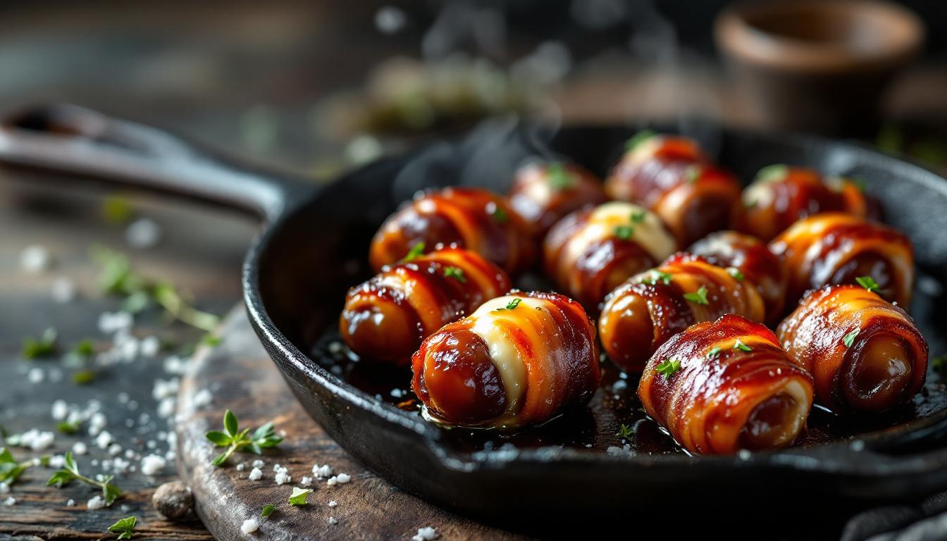 Dattes au bacon caramélisé : l&rsquo;apéro qui rend accro en 25 minutes