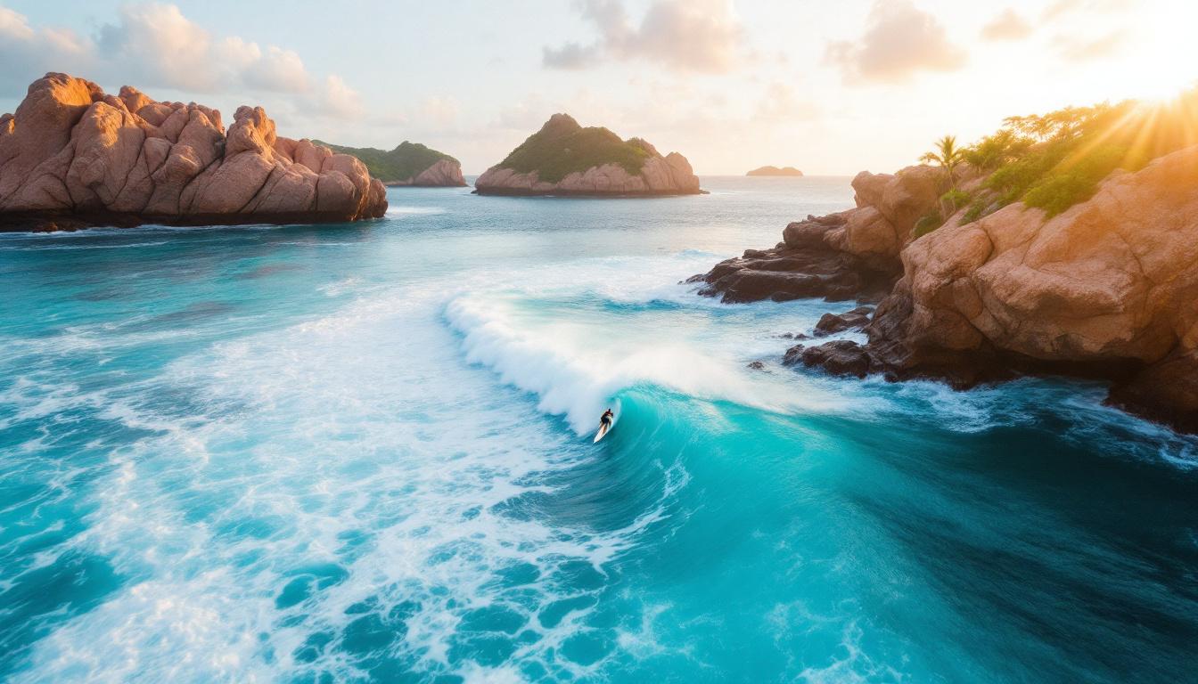 Cette plage de 700 m aux Seychelles où les surfeurs défient des vagues rares