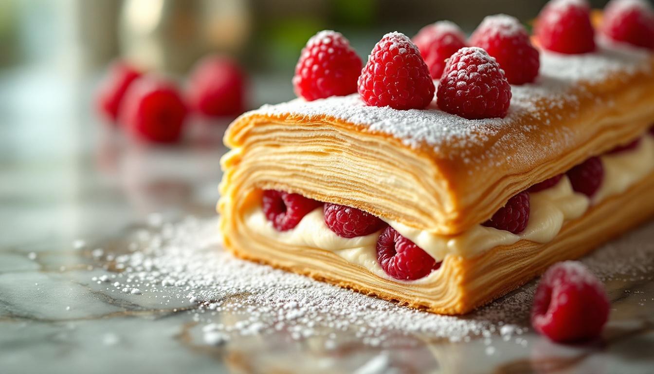 Mille-feuille aux framboises de Mamie : douceur feuilletée d&rsquo;antan