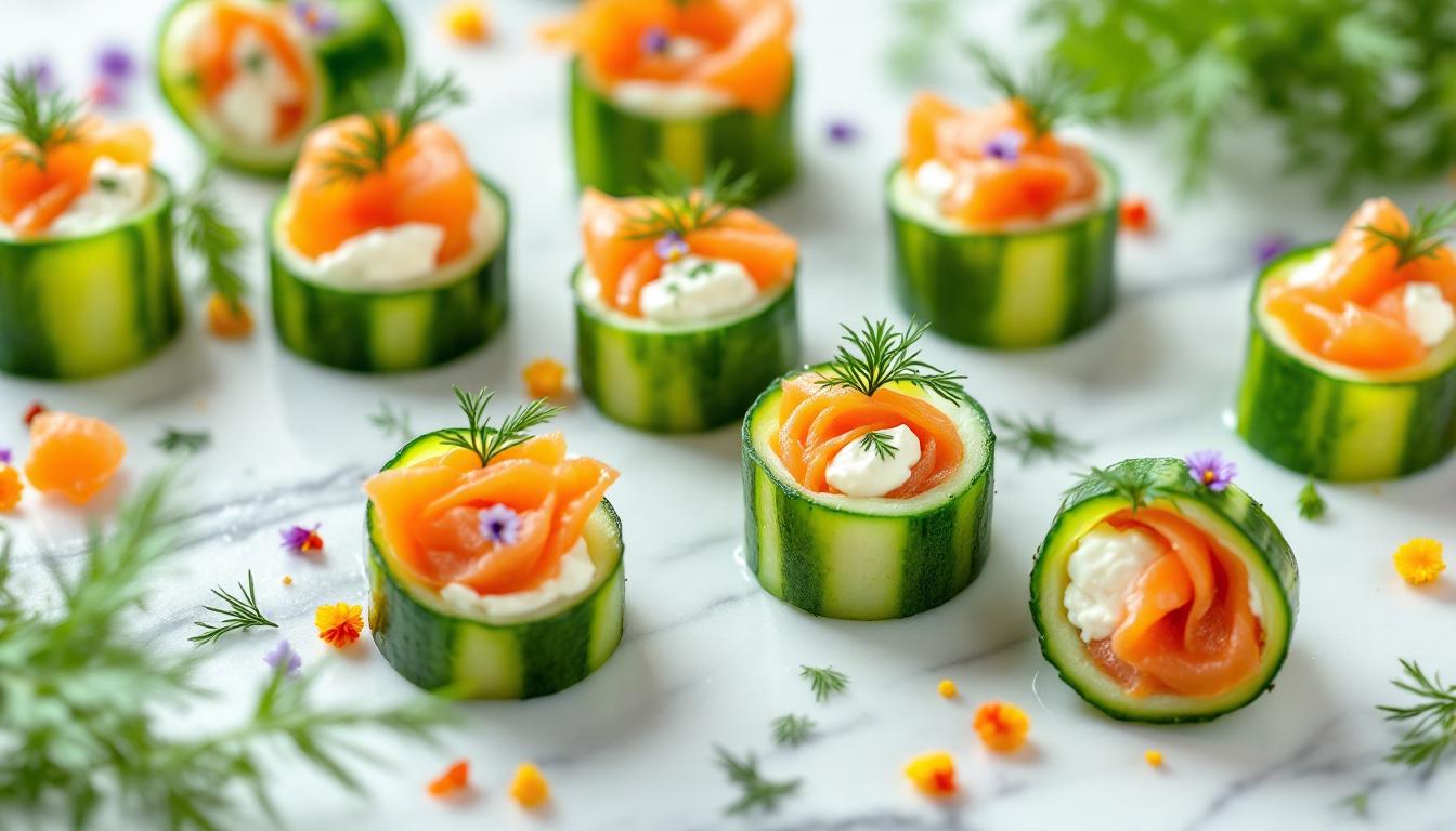 Rouleaux de concombre au saumon fumé : l&rsquo;élégance nordique en 20 min