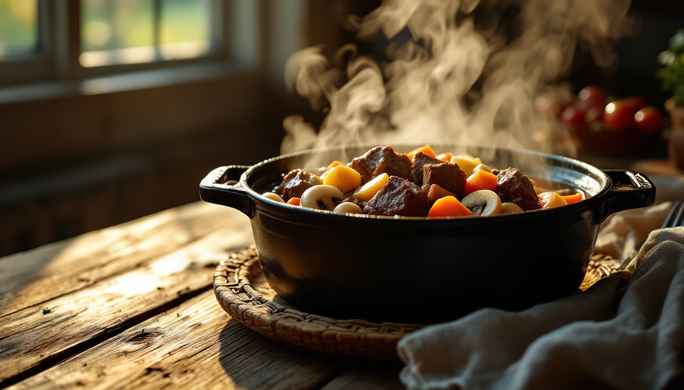 Bœuf bourguignon de Mamie : le goût du terroir dans la cocotte en fonte