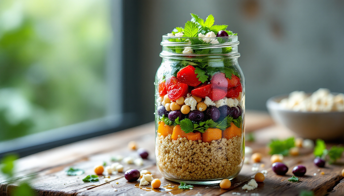 Salade au quinoa en bocal: le déjeuner sain et gourmand en 4 étapes