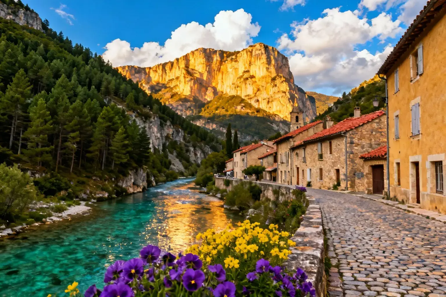 Village pittoresque de Quillan entouré des gorges turquoise et du canyon Pierre-Lys dans les Pyrénées