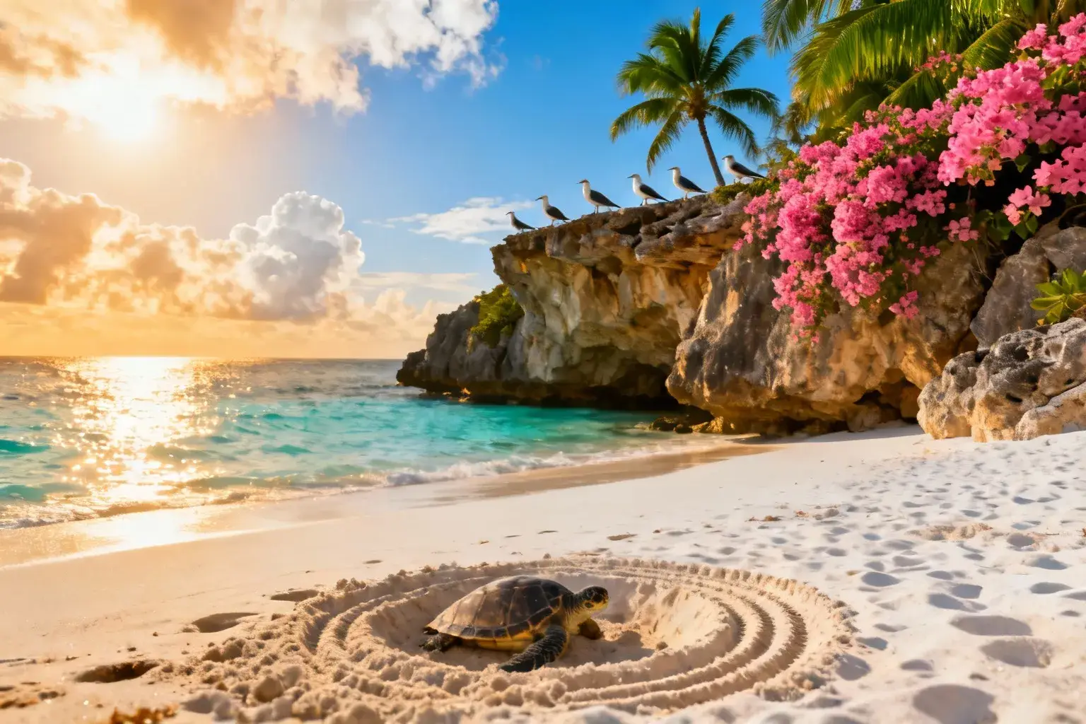 Plage immaculée de Gouverneur avec eaux turquoises, falaises rocheuses et tortues marines à Saint-Barthélemy