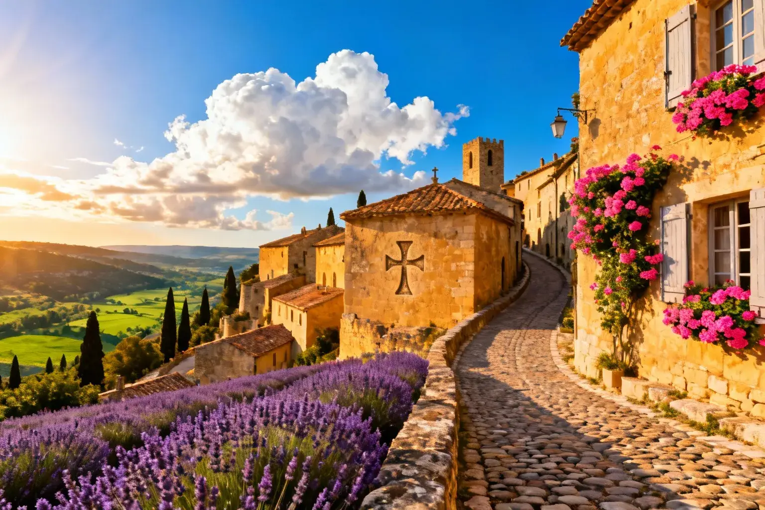 Vue extérieure de la commanderie maltaise située dans un village de 954 habitants en Drôme