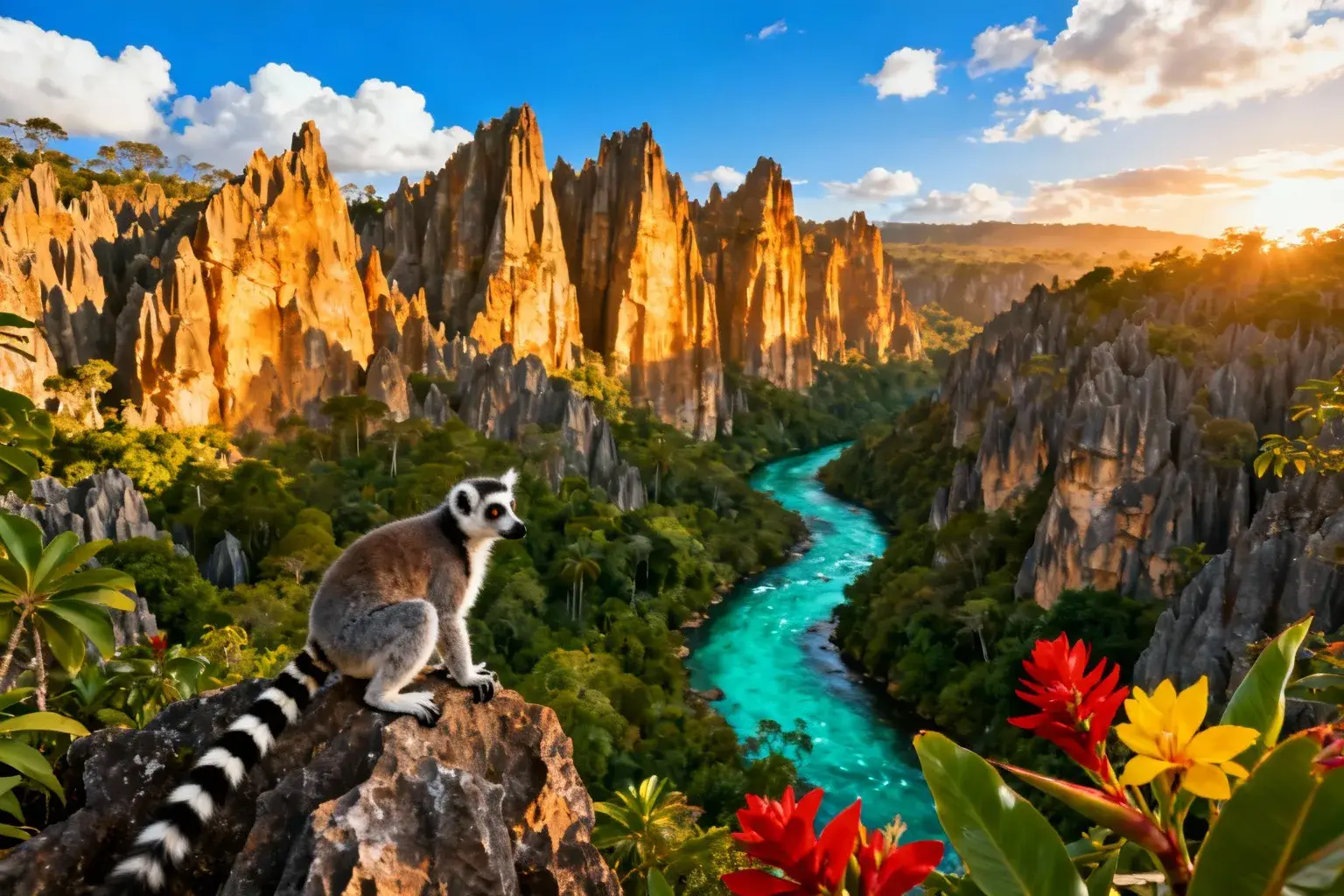 Vue aérienne d'une île tropicale avec forêt dense et plage de sable blanc, habitat d'espèces uniques