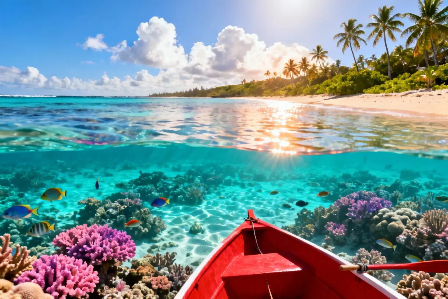 Lagon turquoise de l'île Maurice avec une eau transparente et des formations coralliennes visibles jusqu'à 30 mètres