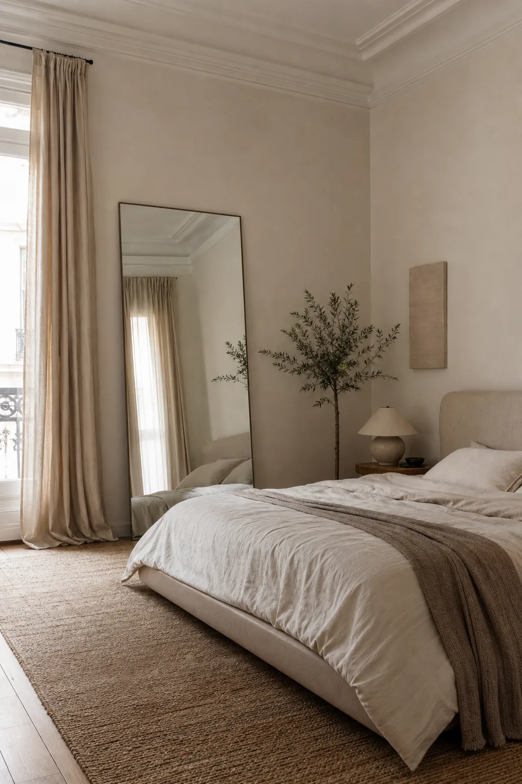 Miroir dans une petite chambre lumineuse