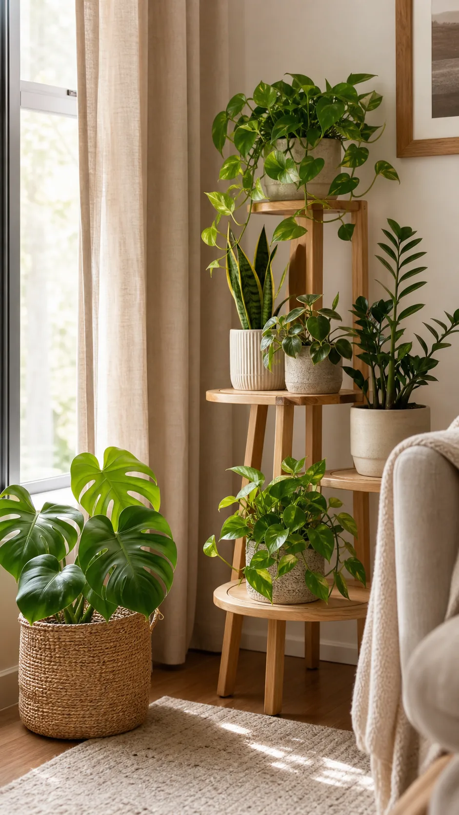 Support à plantes dans un petit appartement